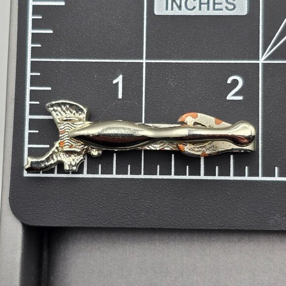 VTG Mens Western Cowboy Boot Tie Clip 2" Silver Tone Etched Diamond Accents - Picture 4 of 4